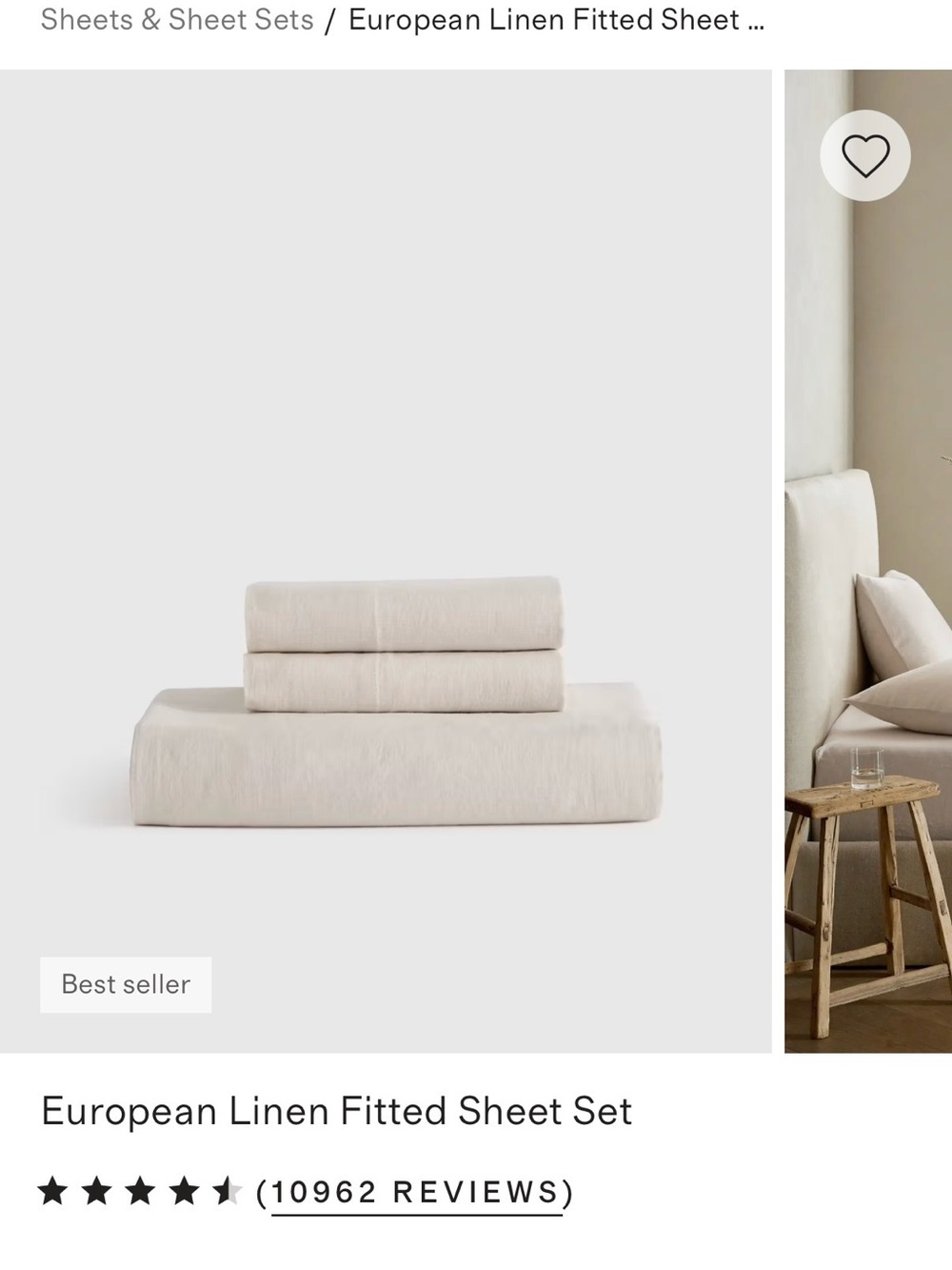 Quince European Linen Fitted Sheet Set in Natural Linen